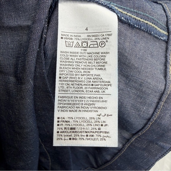 Banana Republic tencel Linen Chambray Maxi Skirt indigo blue belted a-line sz 4 - Picture 9 of 10